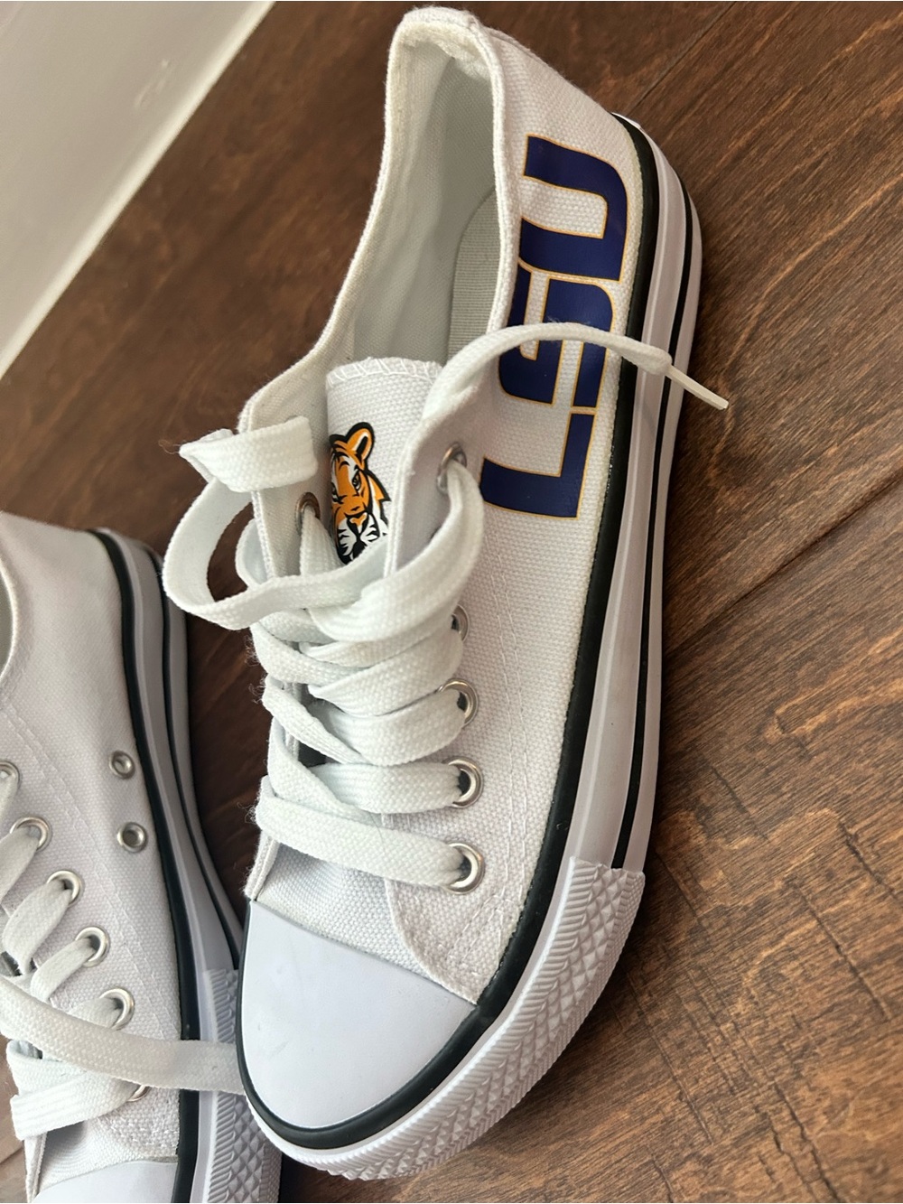 LSU White Low-Top Canvas Sneakers for Women